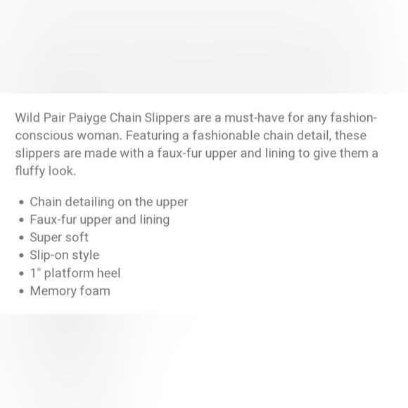 Wild Pair Paiyge Cozy Platform Slide Faux Fur Sandals Gold Chain Charm US 6.5 - Picture 13 of 14